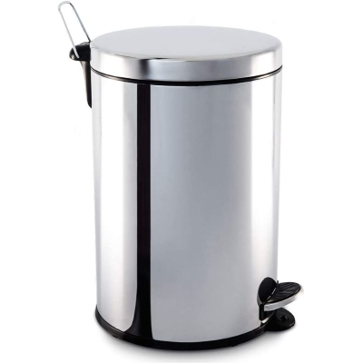 LIXEIRA 20L INOX REDONDA C/ PEDAL C/ BALDE PLASTICO 3040/204 - BRINOX