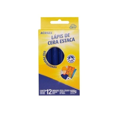 LAPIS CERA ESTACA AZUL TURQ CX/12 09110 501 - ACRILEX