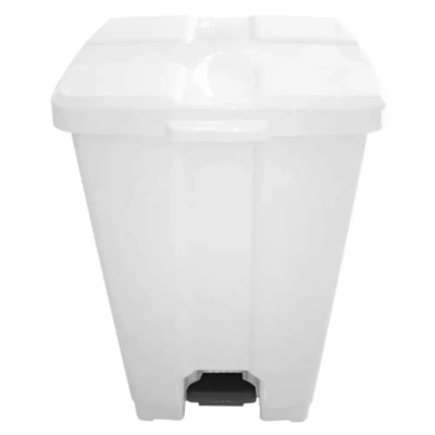 LIXEIRA 60L PLASTICO QUADRADA BRANCA C/ PEDAL E PORTA SACO P60B - JSN