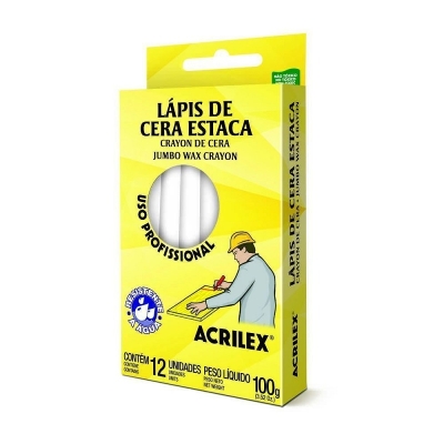 LAPIS CERA ESTACA BRANCO CX/12 09110 519 - ACRILEX