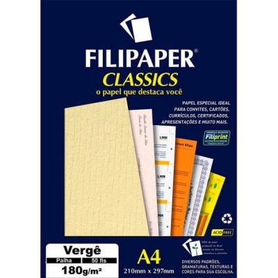 PAPEL VERGE 180G A4 PALHA 9406 (UNIDADE) - FILIPAPER