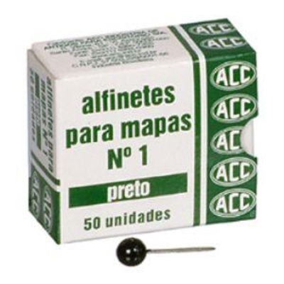 ALFINETE CABECA REDONDA COLORIDO P/ MAPA N1 C/50 - ACC
