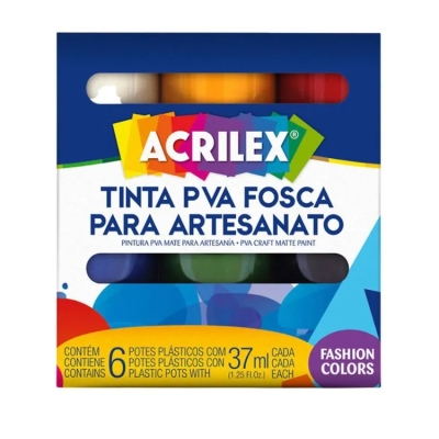 TINTA PVA FOSCA ARTESANATO 37ML C/6UND. 0320 - ACRILEX