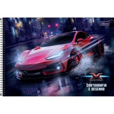 CADERNO ESPIRAL UNIVERSITARIO CAPA DURA 80F DESENHO HORIZONTAL X-RACING 306126 - TILIBRA