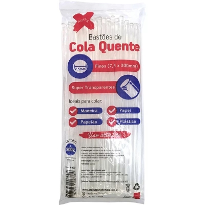 TUBO/BASTAO COLA QUENTE FINA SUPER TRANSPARENTE PCT/500GR 6005 - MAKE+