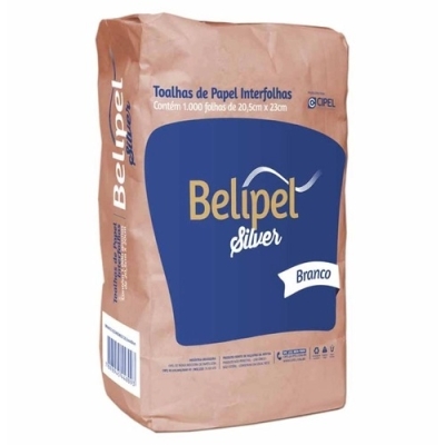 TOALHA DE PAPEL INTERFOLHADO SILVER TIB II 20,5X20 1000GR - BELIPEL