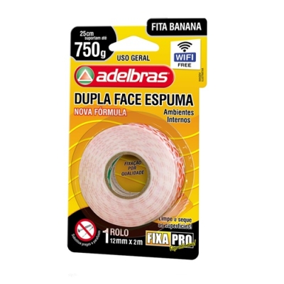 FITA DUPLA FACE FIXA PRO ESPUMA 19X2MX1,5CM - ADELBRAS