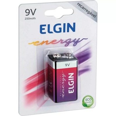 BATERIA 9V RECARREGAVEL 250MAH ENERGY BP01 - ELGIN