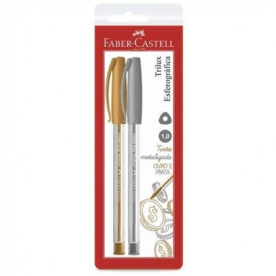 CANETA ESFEROGRAFICA 1.0 TRILUX PRATA/OURO C/2 UND SM/032PO - FABER