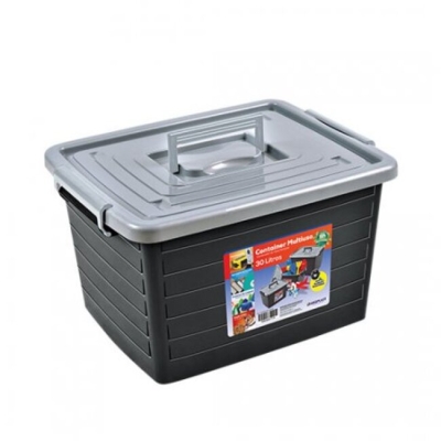 CAIXA ORGANIZADORA 30L PLASTICO CONTAINER PRETO 25165 - ARQPLAST