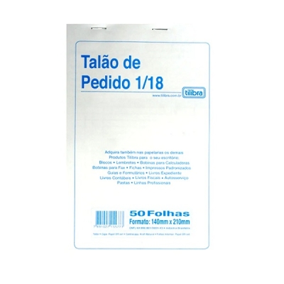 TALAO PEDIDO 1/18 139X206 1 VIA 50F - TILIBRA