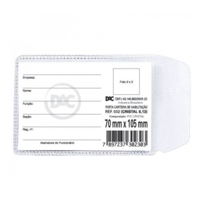 PROTETOR DOCUMENTO C/ABA 105X70MM RG 032 - DAC