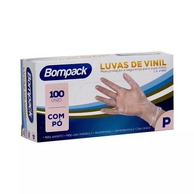 LUVA VINIL S/PO C/100 P - BOMPACK