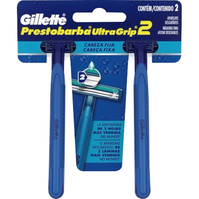 APARELHO DE BARBEAR COM 2 LAMINAS FIXO C/2 ULTRAGRIP - GILLETTE