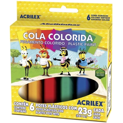 COLA COLORIDA 23G CX/6 CORES 02606 - ACRILEX