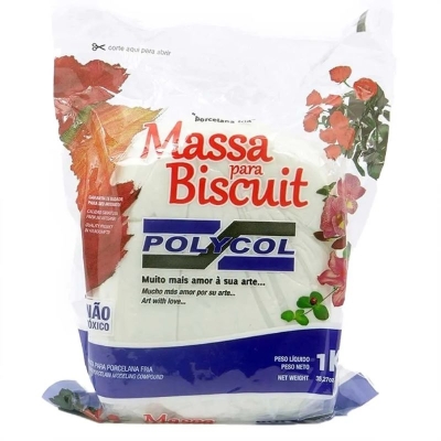 MASSA P/ BISCUIT PORCELANA FRIA COR NATURAL 1KG - POLYCOL