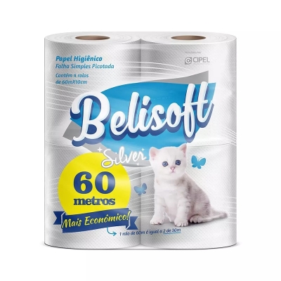 PAPEL HIGIENICO BELISOFT SILVER BRII 60M PCT/4 - BELIPEL