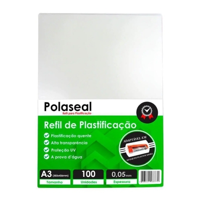 PLASTICO P/ PLASTIFICACAO A3 303X426X05 - POLASEAL