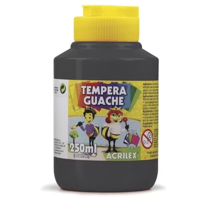 TINTA GUACHE 250ML PRETA 02025 520 - ACRILEX