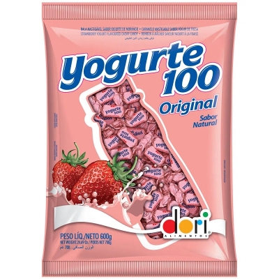 BALA MASTIGAVEL YOGURTE MORANGO 100 ORIGINAL 600GR - DORI