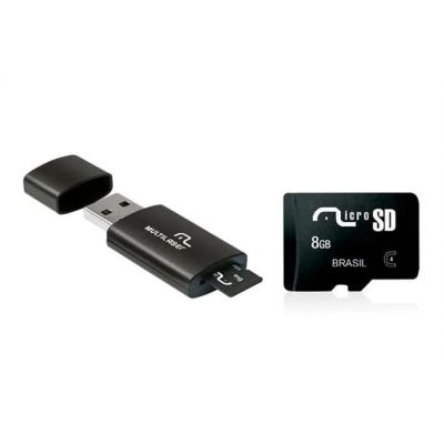 CARTAO MEMORIA 8GB+ADAPTADOR USB PRETO MC120 - MULTILASER