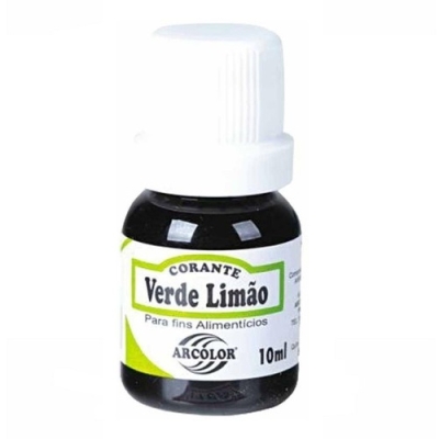 ANILINA LIQUIDA 10ML CORANTE ALIMENTICIO VERDE LIMAO - ARCOLOR