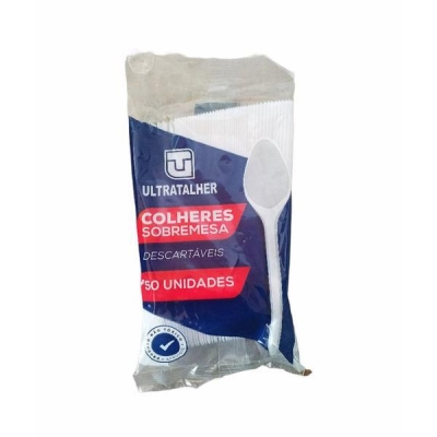 COLHER PLASTICA SOBREMESA CRISTAL PCT/50 - ULTRATALHER