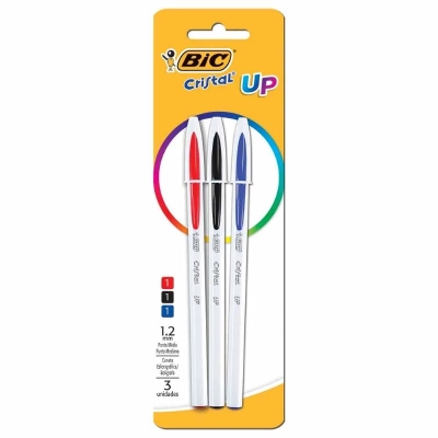 CANETA ESFEROGRAFICA 1.2 CRISTAL UP 3 CORES - BIC