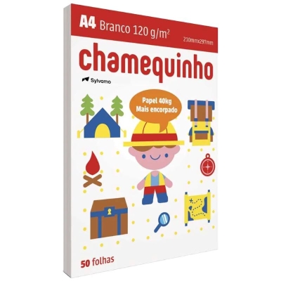 PAPEL A4 BRANCO 40KG 120G BRANCO CHAMEQUINHO C/50 FOLHAS - CHAMEX