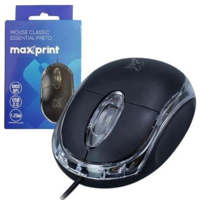 MOUSE CLASSIC ESSENTIAL PRETO USB2.0 60000125 - MAXPRINT