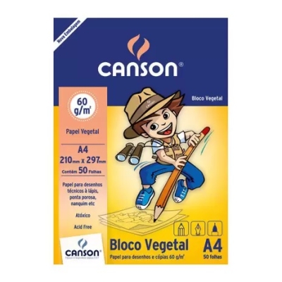 PAPEL A4 VEGETAL CANSON 60G BLOCO C/50 FOLHAS 66667079