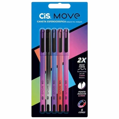 CANETA ESFEROGRAFICA 0.7 MOVE 5 CORES 52.0675 - CIS