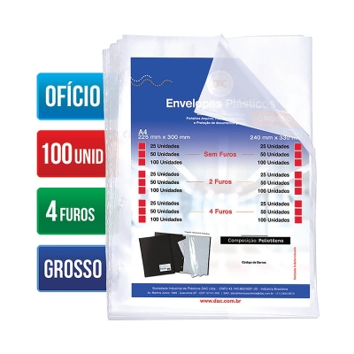 ENVELOPE PASTA CATALOGO OFICIO GROSSO 4 FUROS 5076-100 C/100 - DAC