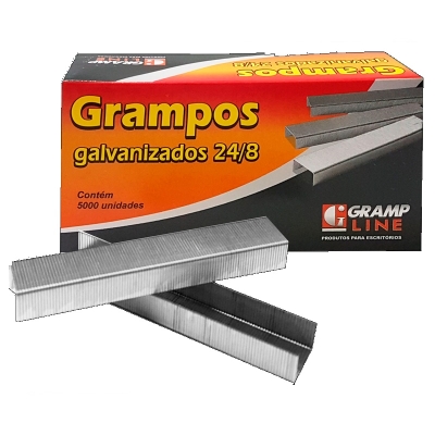 GRAMPO P/ GRAMPREADOR 24/8 CX/1000 GALVANIZADO - GRAMPLINE