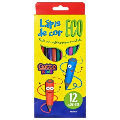 LAPIS DE COR 12 CORES ECO 10016 - GATTE KIDS