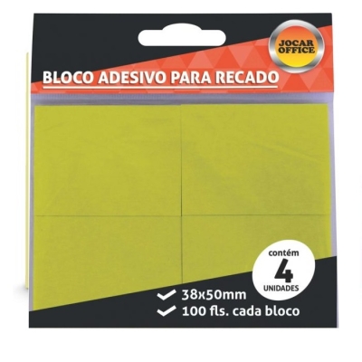 BLOCO ADESIVO LEMBRETE 38X50 AMAR C/4 100F 91114 - JOCAR