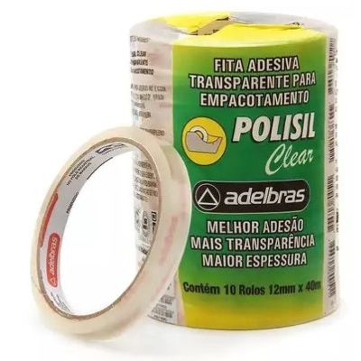 FITA ADESIVA 12X40 TRANSPARENTE POLISIL 510 - ADELBRAS