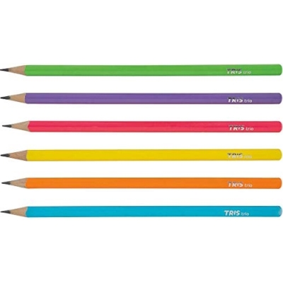 LAPIS GRAFITE 2HB TRIO NEON SORTIDO TRIANGULAR 660349 - TRIS