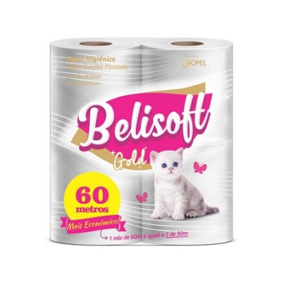 PAPEL HIGIENICO BELISOFT GOLD 60M PCT/4 - BELIPEL