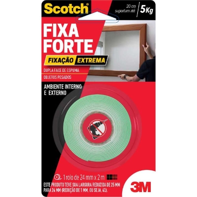 FITA DUPLA FACE FIXA FORTE MASSA TRANSPARENTE 24MMX2M SCOTCH - 3M